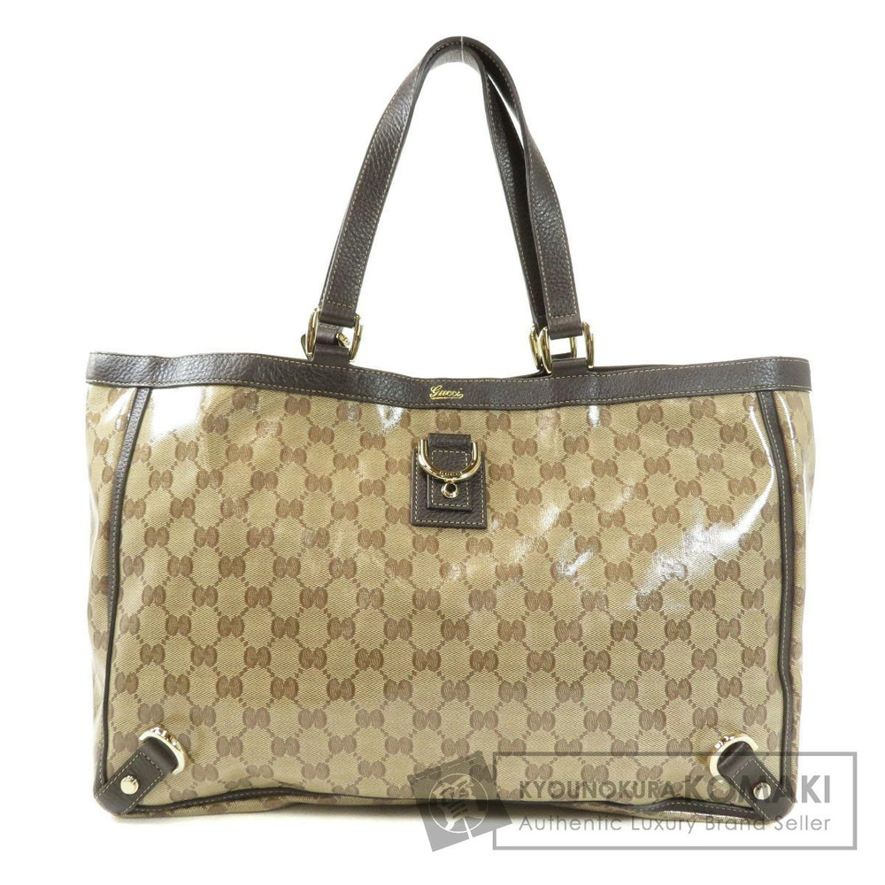 Gucci GG Crystal Tote Shoulder Bag Beige Brown